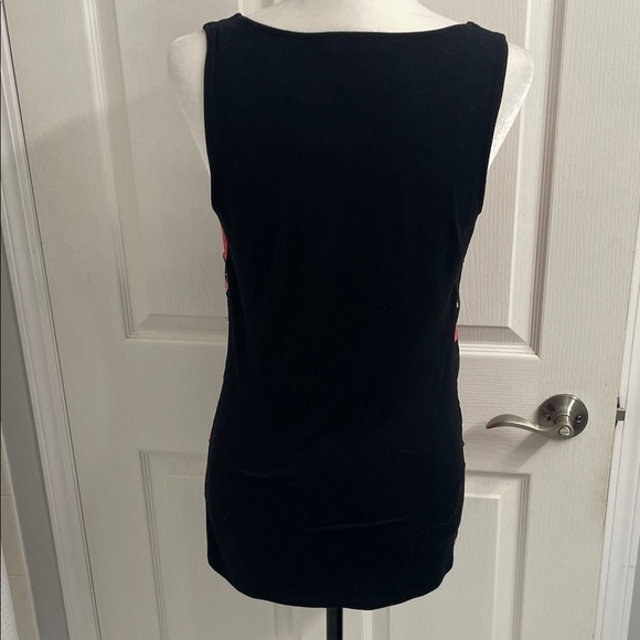 White House Black Market Black & Pink Floral Tank Top with Layered Front Size M - Picture 5 of 10